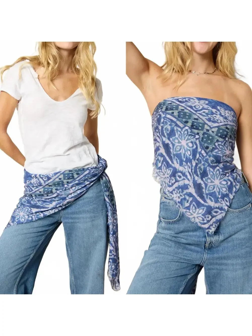 Natural Life Convertible Scarf NWT Navy Border